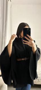 Cape mi-longue ceinturée